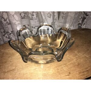 Vintage clear art glass‎ bowl , thick glass